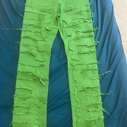 Green Stacked Jeans 