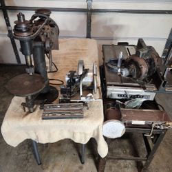 Vintage Drill Press, Skilsaw, Table Saw, Sander
