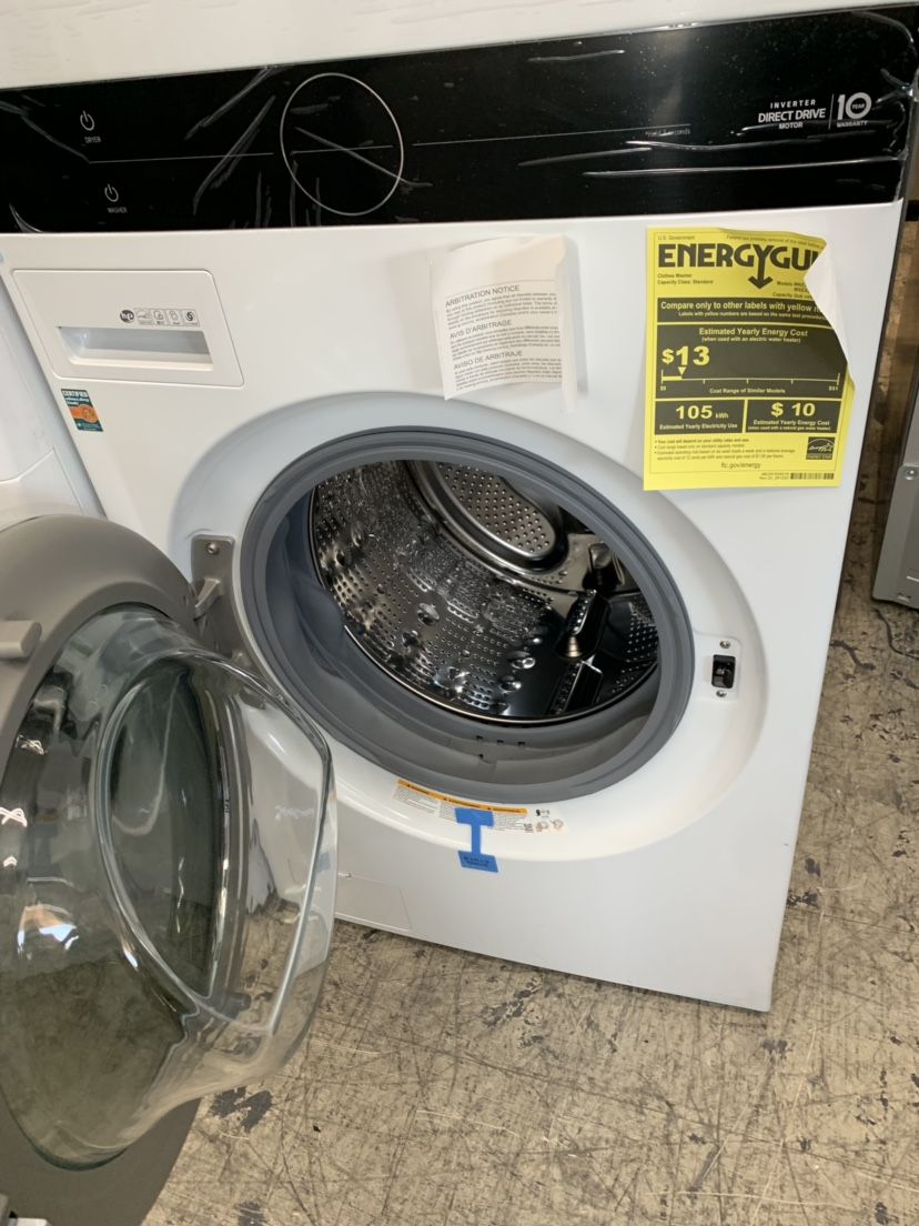 LG White Stacked 27” Washer And Dryer Gas With Steam High Efficiency