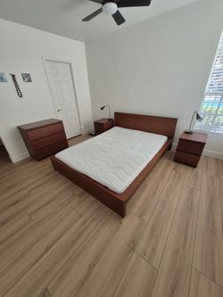 IKEA (malm) queen size bedroom set with 2 night stands and a dresser