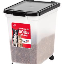 Airtight Dog Food Storage Container, WeatherPro, Up to 50 lbs, Removable Wheels