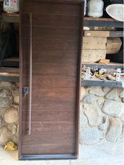Modern Solid Wood Entry Door – 37” x 97” – Premium Front Door w/ Handle & Smart Lock
