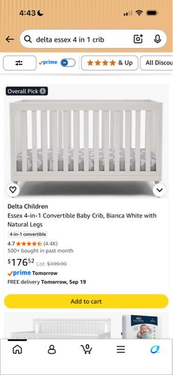 White Crib - Delta Essex 4 in 1 Convertible Crib