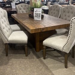 7 Pcs Dinning Table/ 6 Chairs 