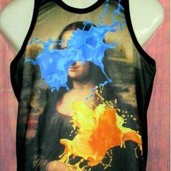 MENS ECKO UNLTD MONA LISA  BLACK TANK TOP/ T-SHIRT SIZE M