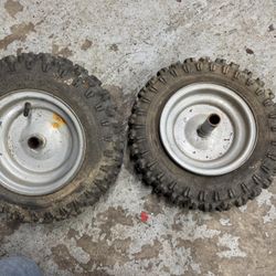 Craftsman Wheels And Tires 4.80 x 8 x 3/4” axle. One Will Need A Tube. Must Pick Up