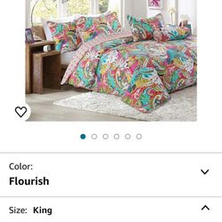Cozy Line Home Fashions Gorgeous Paisley Floral Bloom Reversible Quilt Bedding Set, Bedspread Coverlet Lightweight for All Seasons (Flourish, King - 3