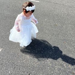 White Dress For Baby Girl Size 9-12 Months 