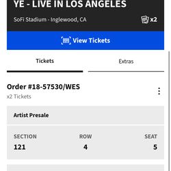 2x Kanye west concert tickets Sofi April 3rd