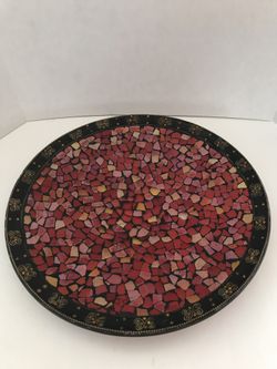 Stained Broken Glass Plate 15”