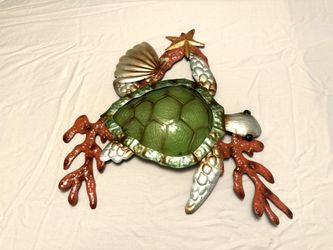 Metal Turtle With Green Hard Plastic Shell
