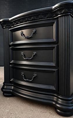 XL Wynwood Solid Wood Nightstands | Satin Black on Black
