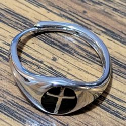 Christian Cross Signet Ring. 925 Sterling