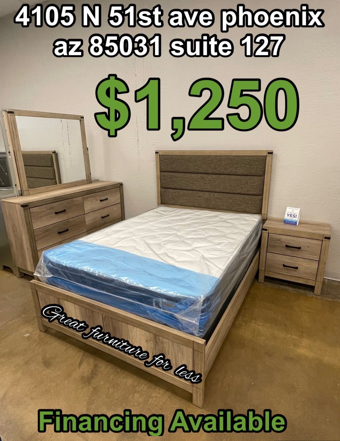 6 PCs Queen Bedroom Set Include Bed Frame Dresser Mirror 1 Nightstand Pillow Top Mattress And Boxspring Brand New