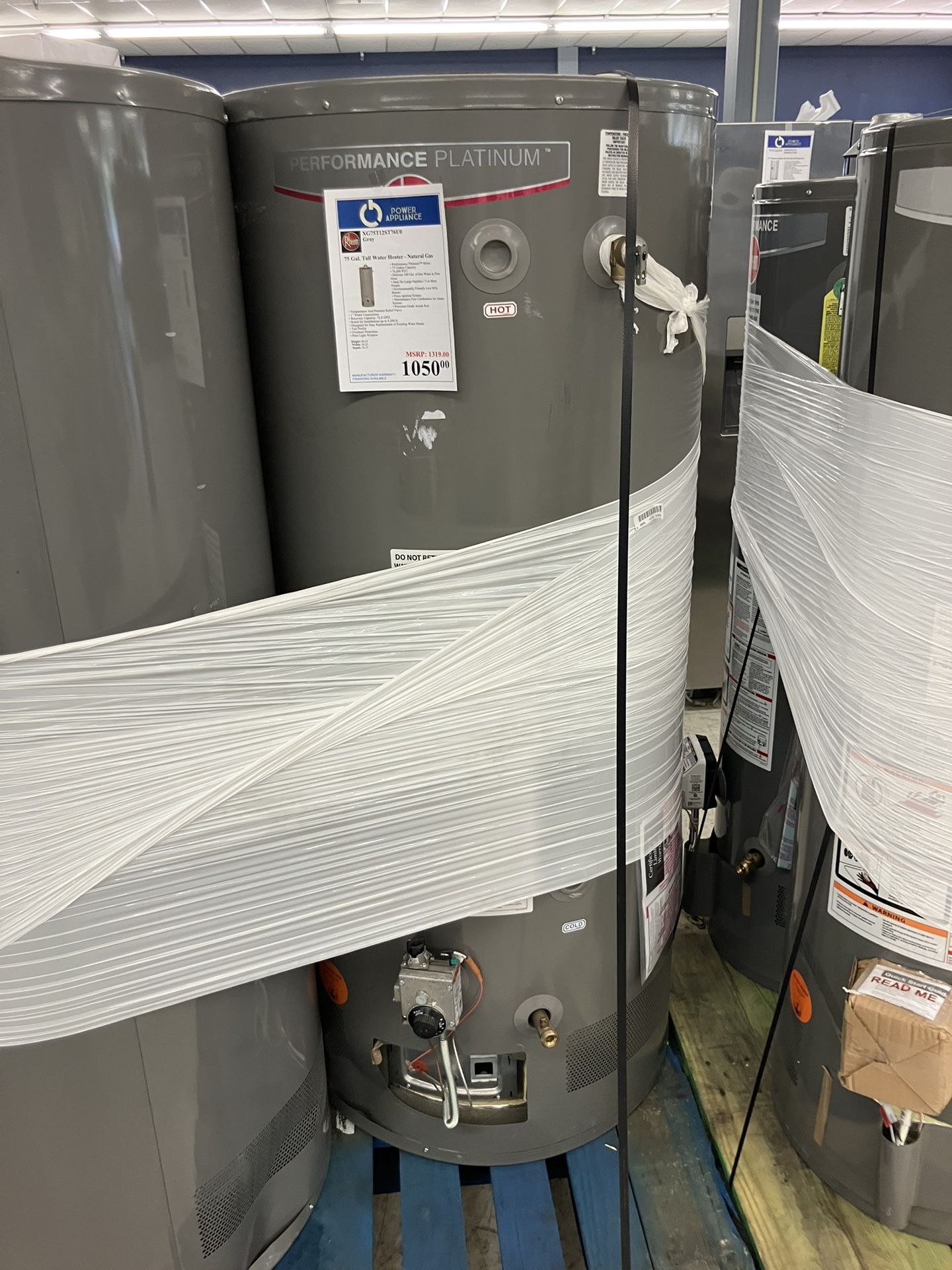 RHEEM 75 Gal Tall Water Heater Natural Gas