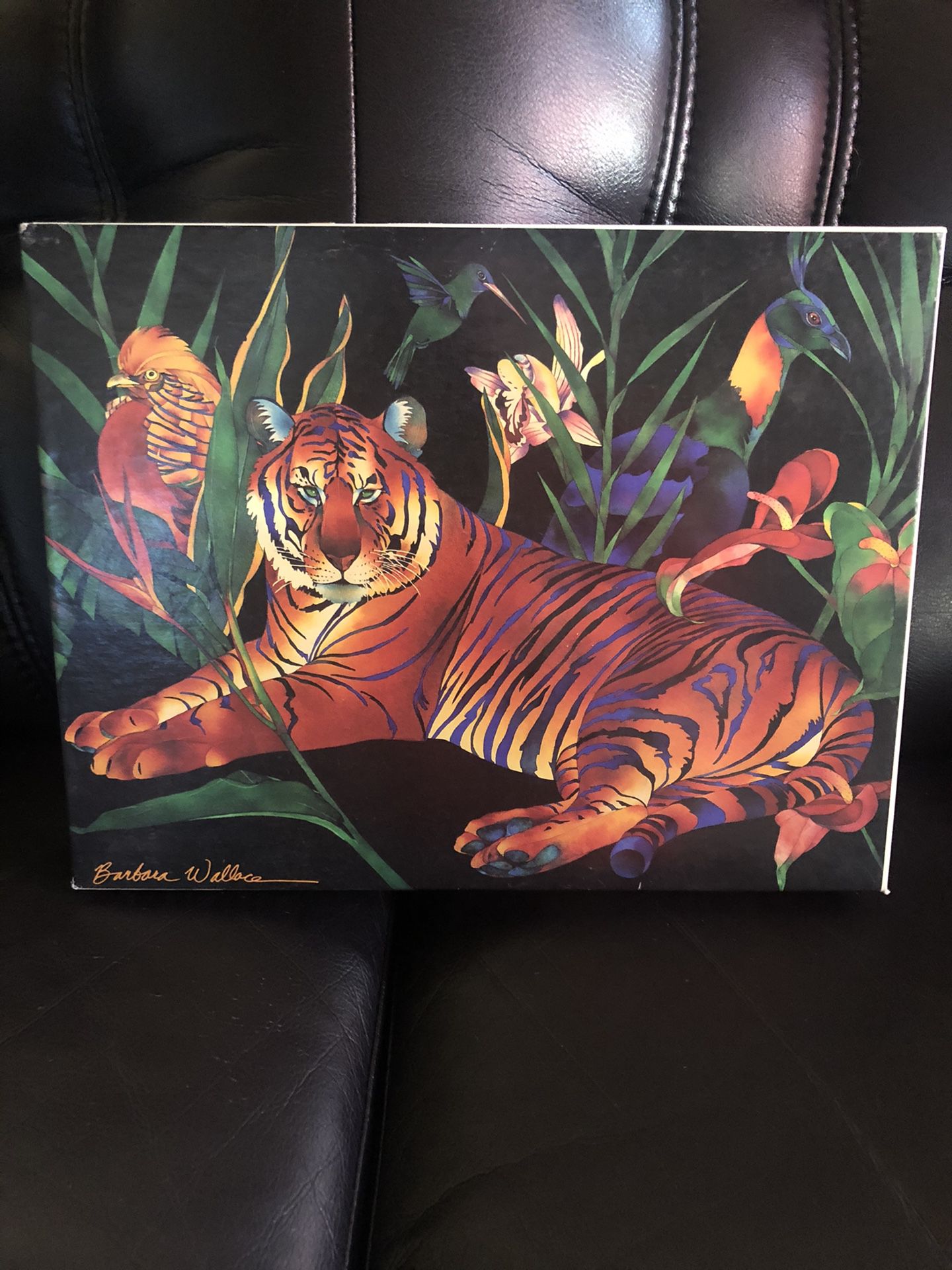 Tropical Tiger Jigsaw Puzzle Barbara Wallace 550+ Pieces 1989 Vtg