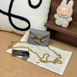 Chanel cowhide and snakehide leather shoulder bag with chain link