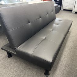 New Black Convertible Futon Sofa Bed