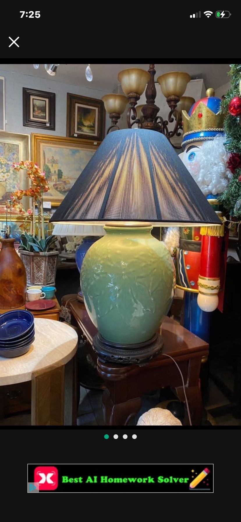 Vintage, Beautiful Porcelain Table Lamp, 