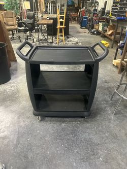 Black Plastic 3-Shelf Utility Cart on Wheels