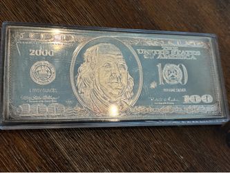 4 Troy Oz .999 Fine Silver $100 Bill Bar in Case