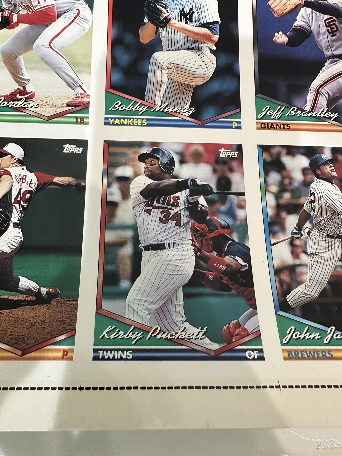 1994 Topps Baseball Uncut Sheet