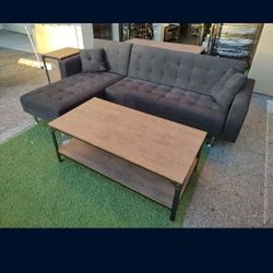 Brand New 5 Pcs Living Room
Sectional Futon Bed Chaise 
Black Fabric 
3 Coffe Tables (end, coffe & sofa table)
$598 + Tax
FREE LOCAL DELIVERY & SET UP