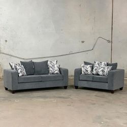 New Charcoal Sofa And Loveseat