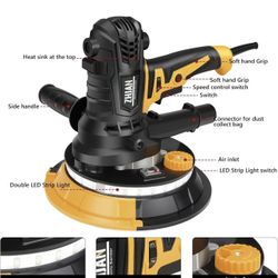🥨Handheld Drywall Sander 900W, 1RPM Portable Electric Wall Polishing Machine,Electric Drywall Sander with Vacuum, LED light,Rough and fine Sa