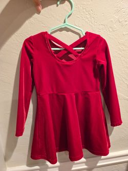 Toddler Girls Red Velour Long Sleeve Dress