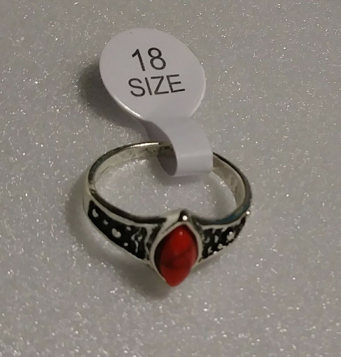 Eye Shaped Red Sandstone Ring Size 7