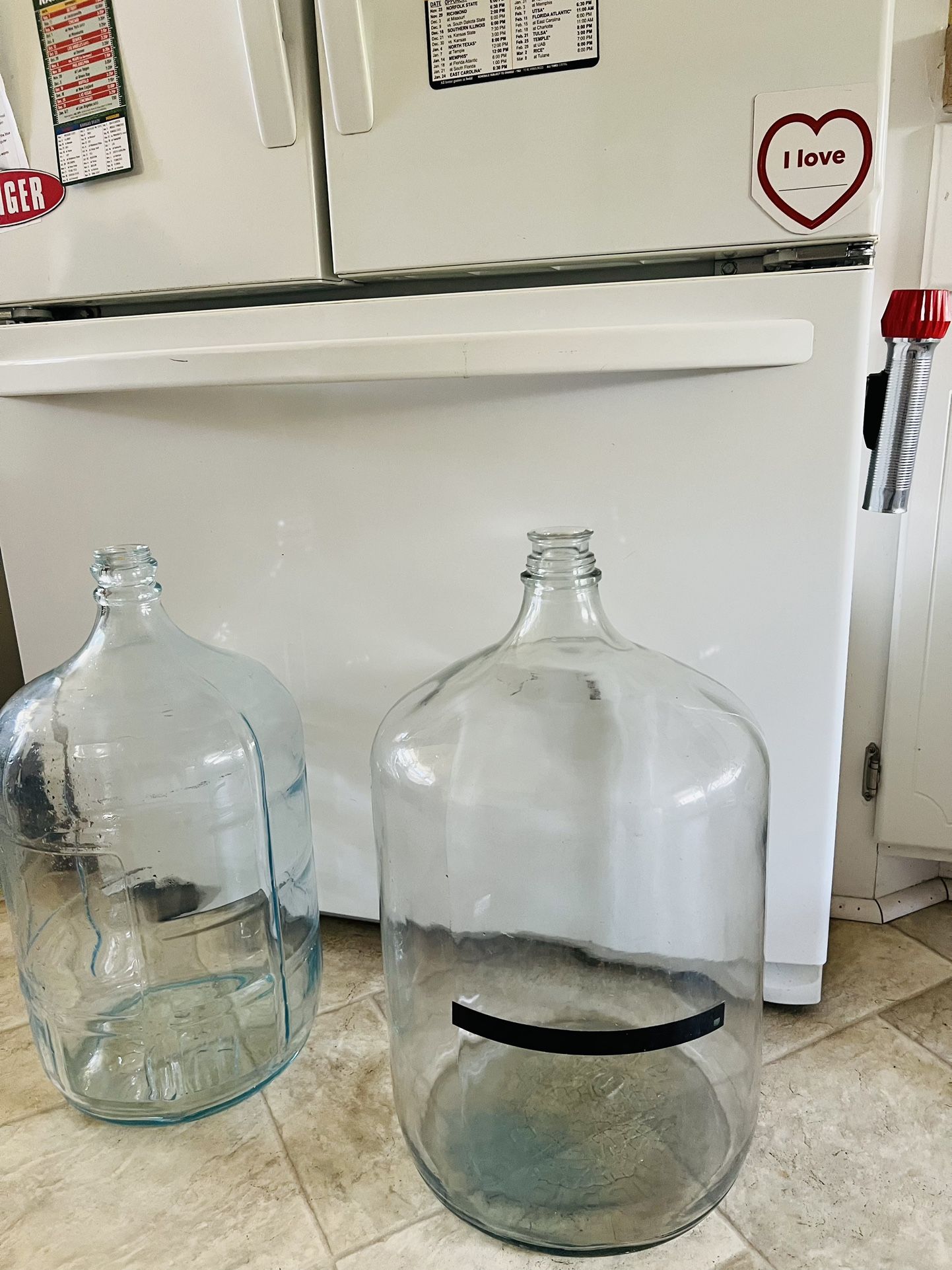 These Are 2 Large Glass Jugs 5 Gal & 6 1/2 Gal.