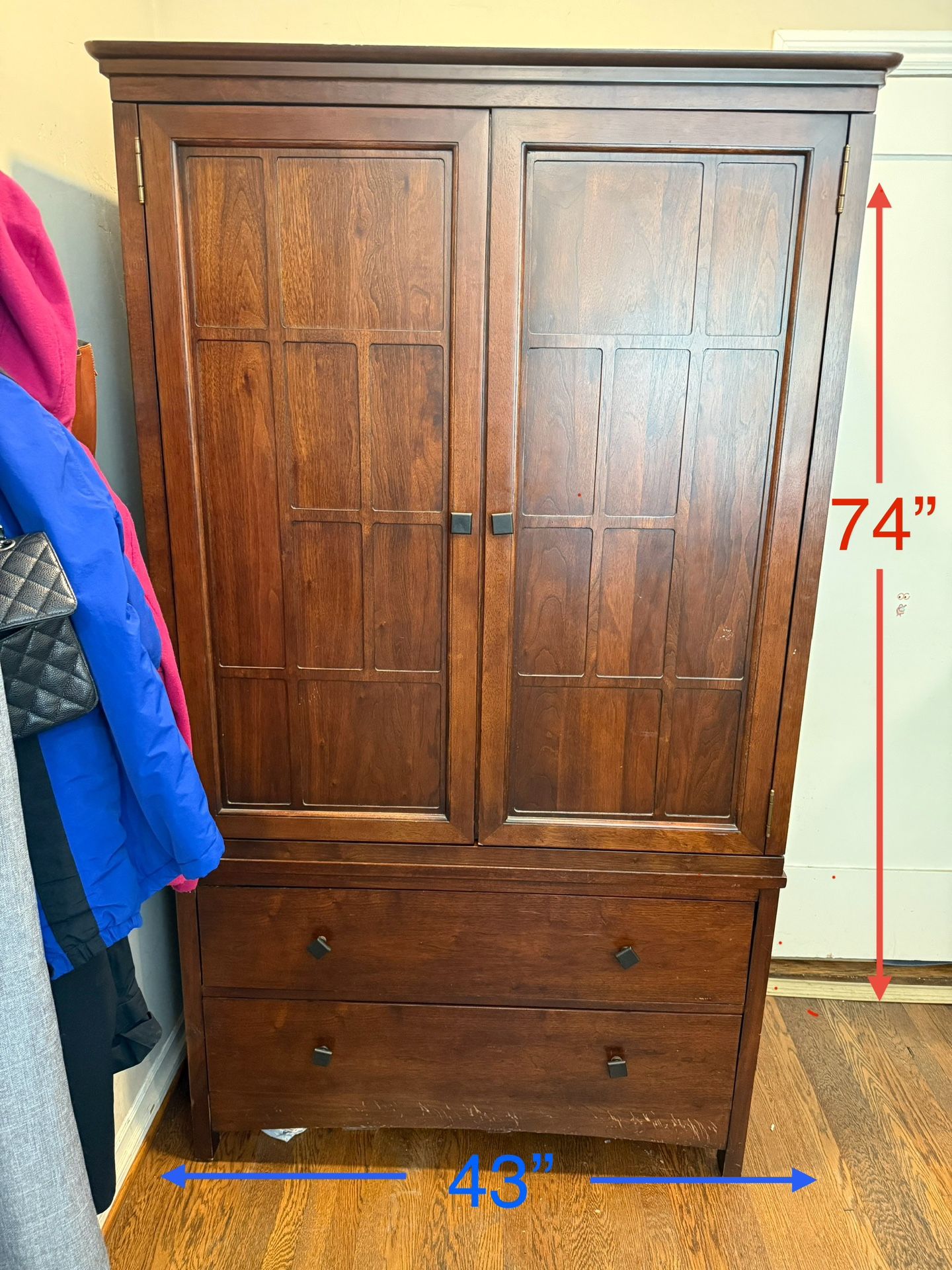 *Walnut Wood Armoire / Wardrobe Cabinet Must GO!