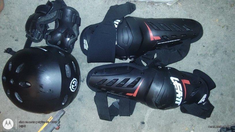 Leatt Knee/shin Guards Wrist Guards And Helmet