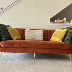 Orange Long Love Seat 