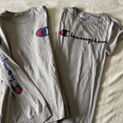 Champion Grey T-shirts Size Medium ( 1 Long Sleeve The Other Short Sleeve)