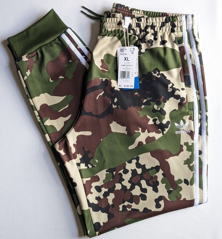 Adidas Camo SSTR Track Pants Green White 3 Stripes Mens Size XL New IS0254