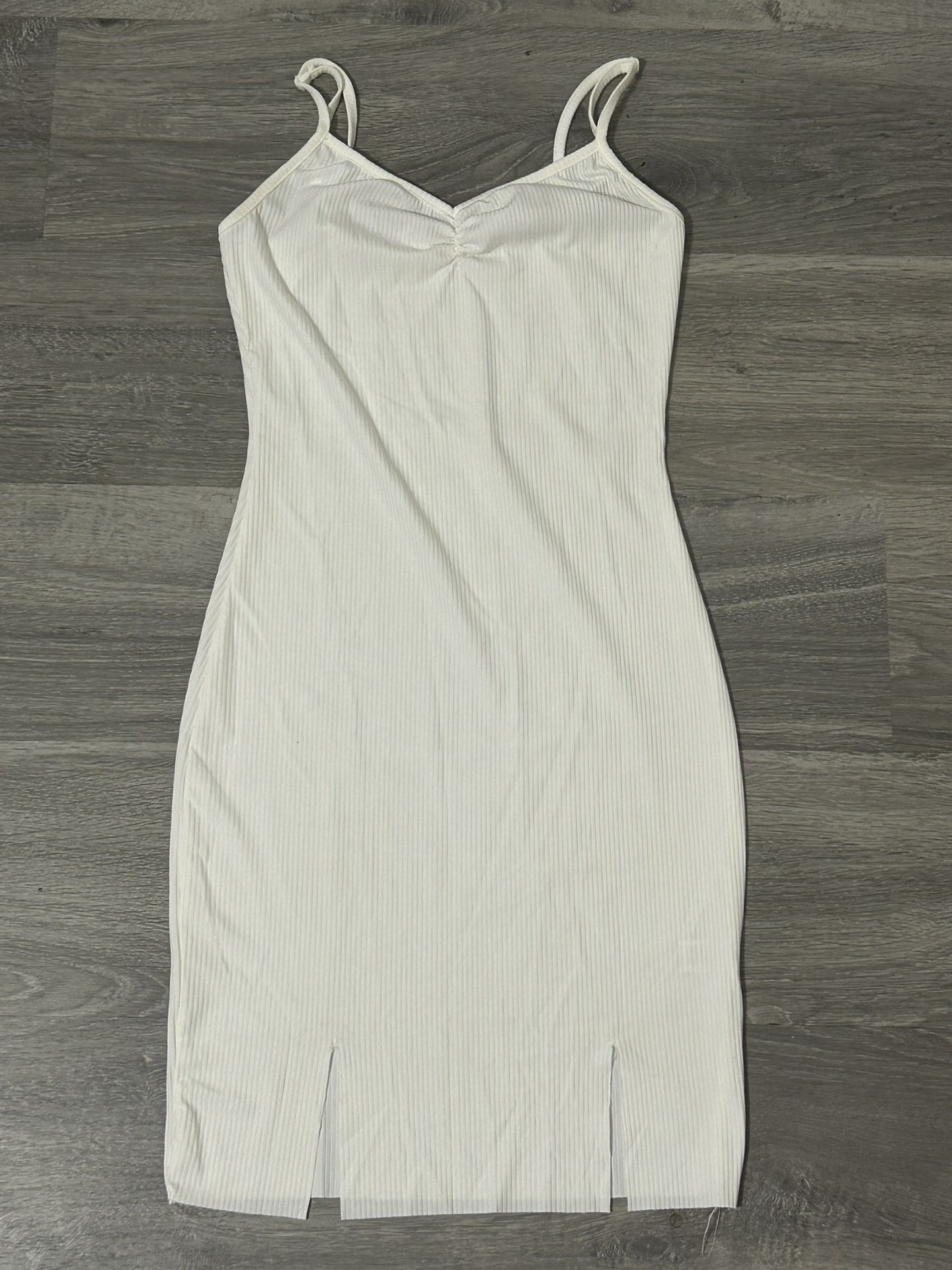 White ribbed midi dress #mididress
