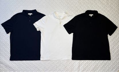 Banana Republic 3 Pack Polo Shirts Size Large L Navy White Black Short Sleeve