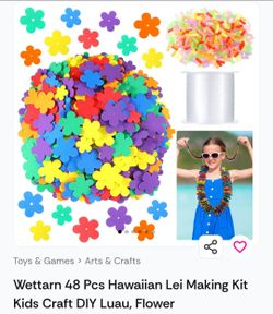 Wettarn 48 Pcs Hawaiian Lei Making Kit Kids Craft DIY Luau, Flower