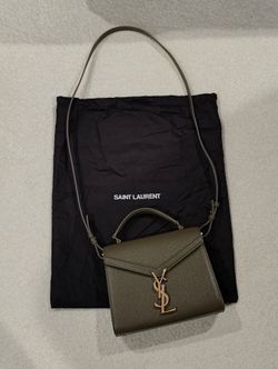 Yves Saint Laurent YSL Cassandra Mini Top Handle in Vert Kaki