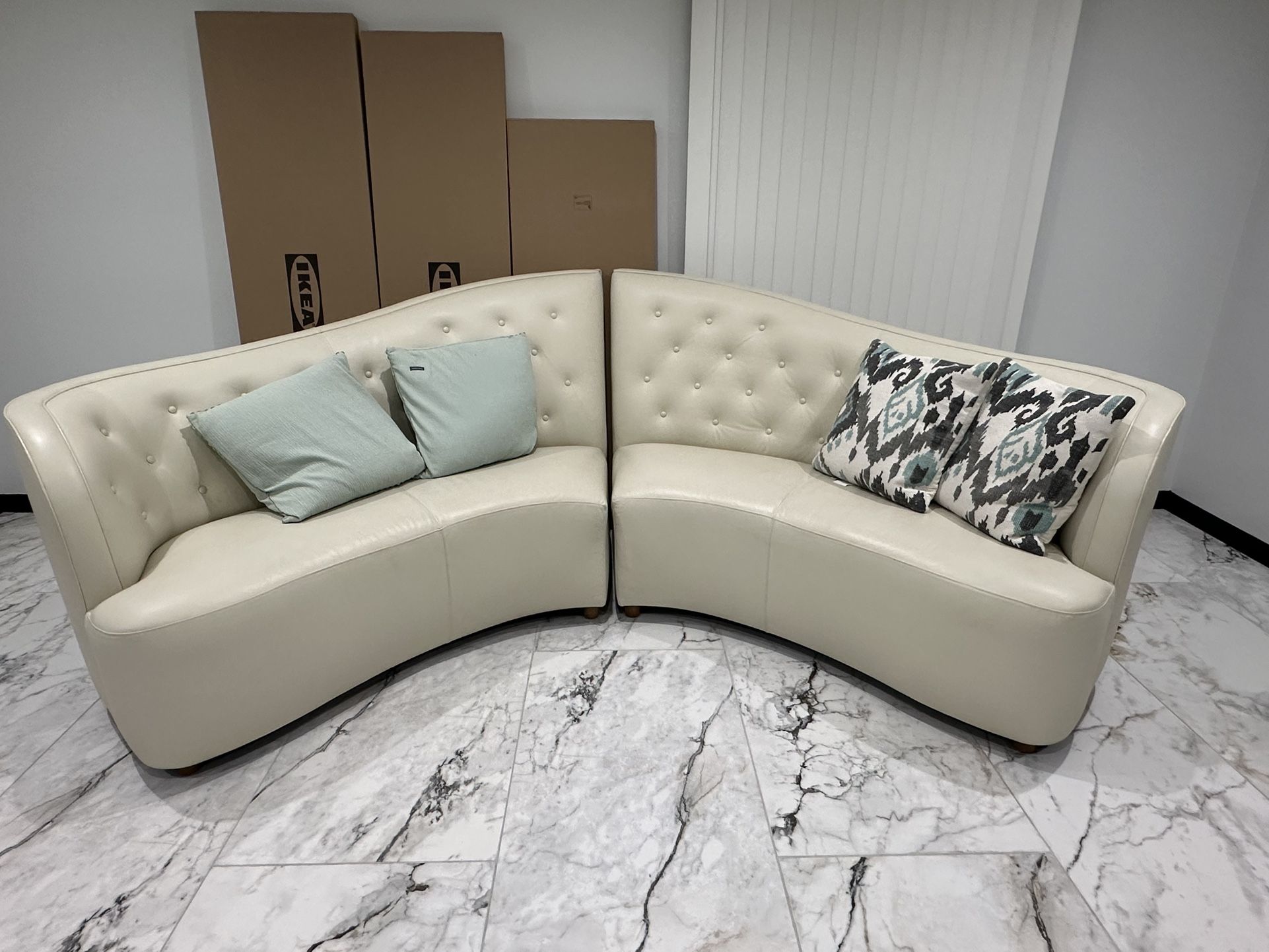 Real Leather Modern White Couches