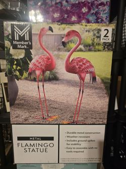 Member's Mark Metal Flamingo Statue 2-Pack