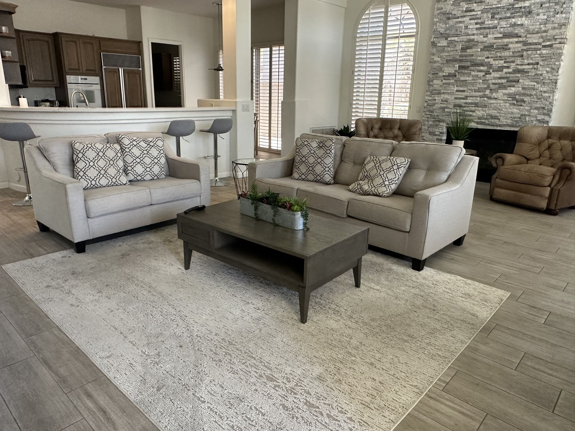 Grey Sofa & Loveseat Set With FREE Area Rug