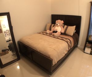 QUEEN BED WITH MATTRESS (MUST GO TODAY)