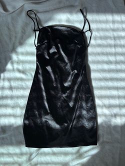 Black Satin Mini Slip Dress