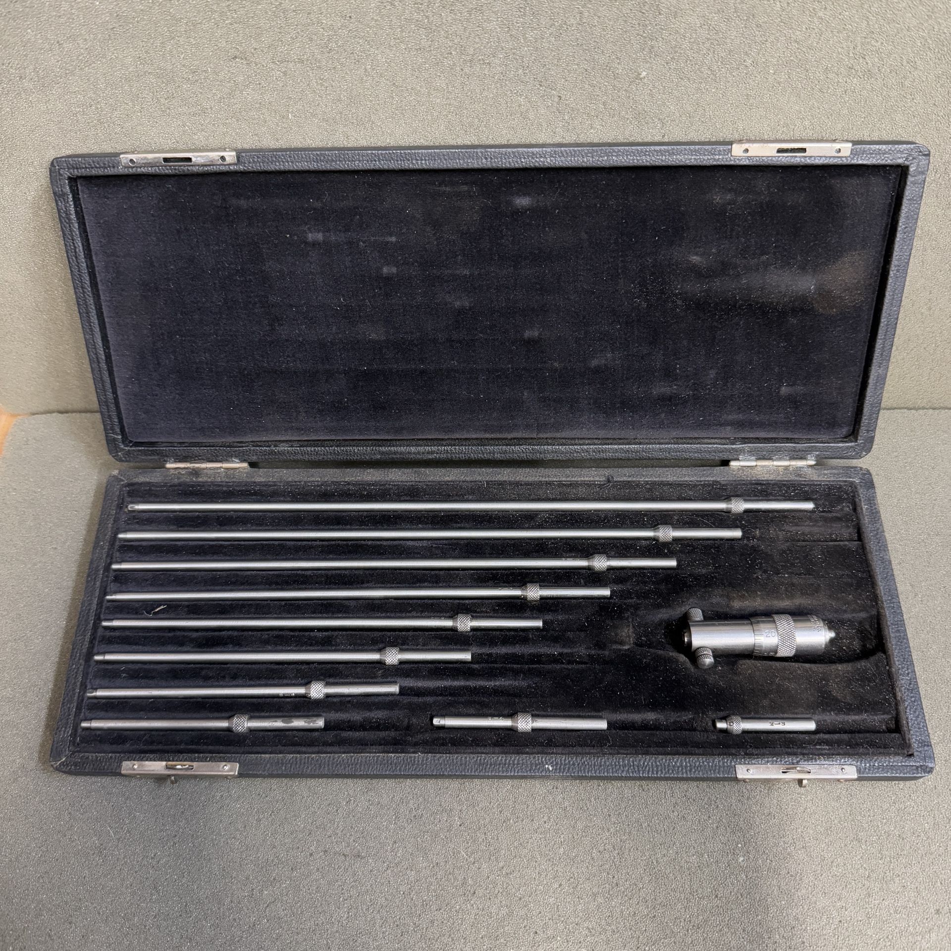 Vintage Starrett Vernier Depth Gauge Micrometer w/ Case, Machinist