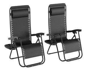 Folding Zero-Gravity Chair Set of 2 Black