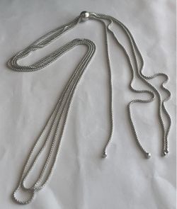 Pandora Sterling SilverMulti-StrandMesh Silder Lariat Necklace 925 Retired Pandora Sterling Silver