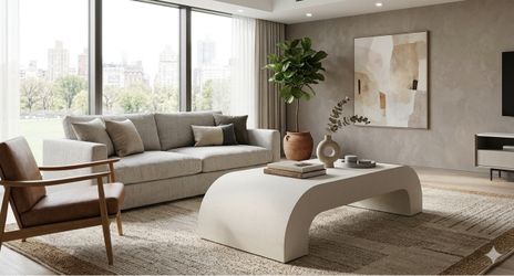 Crisp Linen Modern Arch Coffee Table